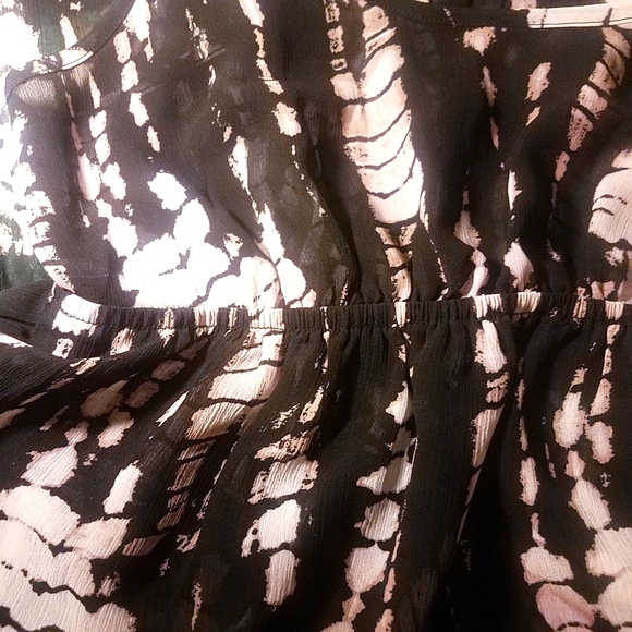 Xhilaration Large Black Tie Dye Hi Lo Ruffle Racerback Chiffon Sleeveless Dress - Picture 7 of 11